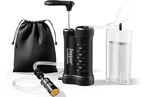 Joypur® Filtre à Eau Portable 5 Étapes – 0,01 μm UF Membrane | 1500 ml/min Débit Rapide | Léger 340g | Purificateur d’Eau pour Camping, Randonnée, Urgence (K8192-black)