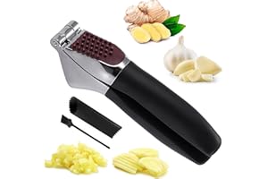 AWSGHLF Garlic Crusher Garlic Press Heavy Duty Garlic Mincer Ginger Presser Sturdy Kitchen Garlic Crusher with Ergonomic Handle, Garlic Slicer & Grinder Crush Garlic & Ginger Effortlessly
