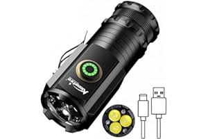 Alonefire X23 Mini Linterna Pequeña LED Recargable USB tipo C Brillante 5 Modos Luz de Bolígrafo Portátil Impermeable Batería de Larga Duración con Imán de Cola, Clip, Batería para Exterior, Caza