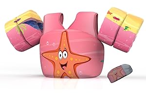 DOOHALO Kids Swim Vest,Toddler Swimming Aid Float Vest with Arm Band,Swimming Training Jacket for 22-58 Ibs Children,Infant Baby(2-6 years old)