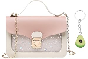NyxSeat 1 bolso rosa y 1 colgante de bolso, regalo para niñas, adecuado para cumpleaños y ocasiones especiales, bolso de mano de estrella para niñas, bolso estilo candado, bolso de mano con cadena