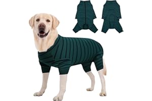 WEKUW Traje de Recuperación de Cirugía para Perros, Post Operatorio Protector de Heridas Abdominales Traje Recuperacion Perro Body Perro Post Cirugía Hembra Transpirable, para Perros y Gatos (Verde, L)