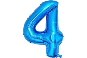 Vthoviwa 40 Zoll/18 Farbens Luftballon Zahlen 4 Blau, Luftballon 4. Geburtstag Foil Ballon, 0123456789,10-19,20-25,30,40,50,60,70,80,90, Folienballon 4 Party Dekoration Helium Unterstützen