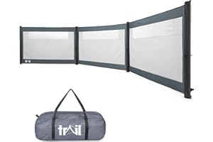 TRAIL OUTDOOR LEISURE Trail Air Windbreak, Inflatable 3 Panel Camping Windbreaker with Windows, Motorhome Windshield, TPU Poles, Kador Strip Awning Channel Fixing, Safety Purge Pump & Travel Bag (600cm x 130cm)