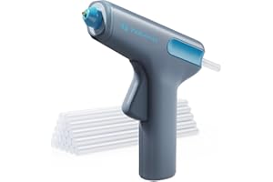 Tilswall Heißklebepistole Akku, Kabellos Heissklebepistole, 30s Schnell Aufheizen Klebepistole, Typ-C Hot Glue Gun mit 10 Klebesticks 7mm, Intelligente Abschaltfunktion für DIY, Haus & Büro Reparatur