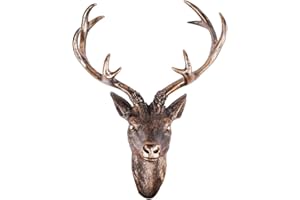 LINDER EXCLUSIV Hirschgeweih Hirschkopf Geweih 10-Ender in Bronze-Optik 51 x 60 cm
