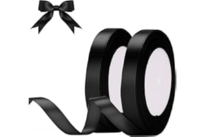 CYDALUYA 2PCS Ribbon for Gift Wrapping,10mm Wide Black Ribbon, 22M Thick Fabric Gift Wrap Ribbons for Crafting,Halloween & Christmas,Wedding & Valentine's Day Decoration