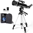 Astronomical Telescope, Pro 400/70 FMC Refractor Telescopes with Adjustable Tripod & & Finder Compass Portable Travel Telescope Perfect Portable Scope for Adult Children Teens