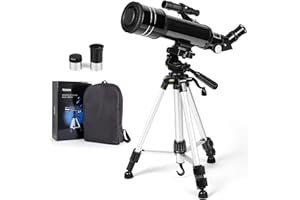 通用 Astronomical Telescope, Pro 400/70 FMC Refractor Telescopes with Adjustable Tripod & & Finder Compass Portable Travel Telescope Perfect Portable Scope for Adult Children Teens