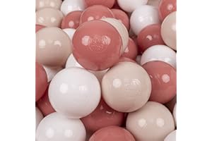 KiddyMoon 700 Palline/7Cm Palline Morbide Colorate Per Piscina Bambini Fatto In EU, Beige Pastello/Salmone/Bianco