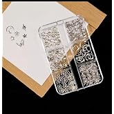 Ay Yıldız ve Kelebek Dizayn 6 Grit Metal Tırnak S&uuml;sleme Charm Silver Nail Art Charm Taşları WN-531