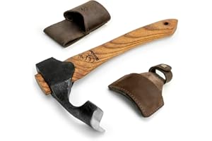 BeaverCraft Geschmiedete Dechsel Axt Holzschnitzerei – Gebogene Holzbearbeitungsdechsel AX2 mit Holzgriff für Schüsselrinnen – Löffelschnitzwerkzeug – Schnitzwerkzeuge, Beil