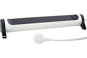 LEGRAND Regleta de enchufes con protección de sobretensiones, con Interruptor, Enchufe múltiple con 6 Tomas de Corriente, Cable de 1,5 MTS, Color Blanco/Gris Oscuro 694533