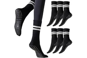 Kevaler 6 Paia Calze Antiscivolo Donna Yoga Calzini a Righe Cotone Calze con Grip Calzini Pilates Antiscivolo Sportivi per Yoga, Pilates, Danza, Sport, Fitness