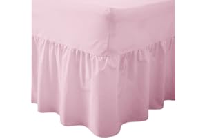 MARILYN BED & BATH Marilyn Bed and Bath Easy Care Non Iron Percale Pollycotton Valance Fitted Sheet (Pink, Double)