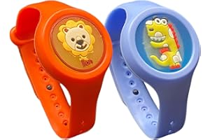 SO GOODS braccialetto antizanzare bambini (confezione da 2), antizanzare bambini con animali, 2 diversi animali, naturale, realizzato con citronella (Leone & Drago)