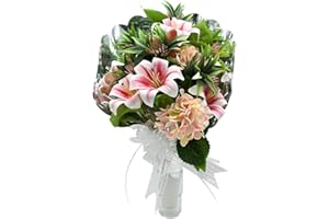 . ILUMINA TU VIDA . PANDA HOME Panda Home Flores Artificiales: Ramo Duradero para Cementerio, Nichos y Sepulturas, Más de 30 Modelos, Tamaño Aproximado 58x45 cm, Incluye Liliums Artificiales