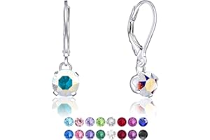 DTPsilver® Boucle Oreille Femme - Boucles Oreilles Pendante - Bijoux Argent Femme 925 - Bijoux Femme Argent - Boucle Oreille Dormeuse - Boucles Doreilles Femme Swarovski - Bijoux Femmes - 6 mm