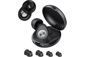 CASCHO Tapones Oidos Ruido Dormir, 45dB Tapones Oidos Cancelacion de Ruido con 8 Reutilizable Puntas(XS/S/M/L) y Estuche, Tapones para Dormir/Concentración/Conciertos/Viaje/Estudio/Trabajo, Negro