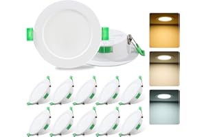 Fynokst Focos LED Interior Techo 230V, 7W Downlight LED Techo Empotrable Ø 68mm - 78mm, 3000K/4000K/6500K Ajustable, IP44 para Cocina, Baño, Salón, Juego de 12