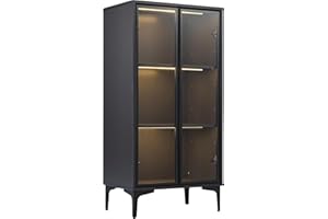 EUREKA ERGONOMIC Curio Display Cabinet, 120 tall Storage Cabinet Showcase with LED Lighting And Adjustable Shelves, Modern Floor Utility Locker Cabinet for Office Living Room Bathroom Home Entryway