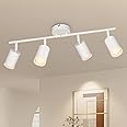 VEKIDOT LED Ceiling Light 4 Way Rotatable - Light Fittings Ceilings White with GU10 Socket - Modern Spot Lights Ceiling Bar - Wall Spotlight for Kitchen Hallway Living Room Bedroom Bulb not Included