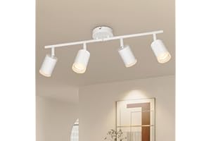 VEKIDOT LED Ceiling Light 4 Way Rotatable - Light Fittings Ceilings White with GU10 Socket - Modern Spot Lights Ceiling Bar - Wall Spotlight for Kitchen Hallway Living Room Bedroom Bulb not Included
