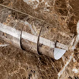 Graymark Brown Glossy Marble Self Adhesive Wallpaper for Almirah Cupboard, Floor, Tabletop, Wall, Fridge,Door Decorative Furniture Interior & Renovation Projects (60 cm X 200 cm )