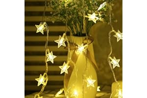 BIUYO Fairy Lights Battery Powered Stars String Lights 5M 50 LED Battery Operated Decorative Lighting for Christmas Wedding Birthday Indoor Outdoor Use(Warm White)