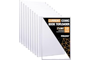 PRILINO 10ct Current Comic Book Toploaders - Modern Comic Book Toploader, Crystal Clear Regular Comic Book Topload, Premium PVC Comic Book Holder, Crystal Clear Protection for Display, Storage, Collection