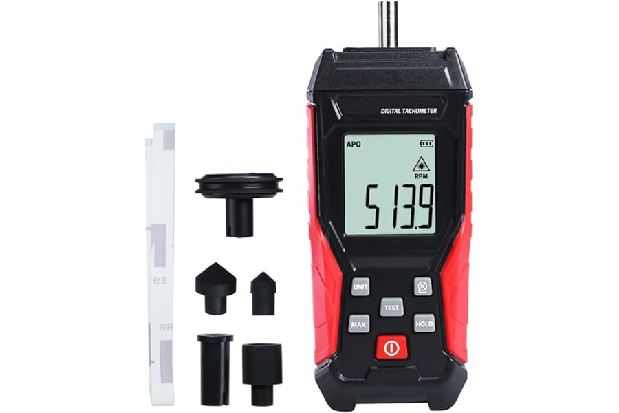 2-in-1 Digital Tachometer, Non Contact RPM Meter Laser Photo Tachometer 3~100,000 RPM, Contact RPM Gauge 3~19999RPM Speed Meter with Data Hold, Max/Min/AVG