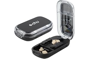 Dzmuero Coupe Comprimé, Coupe Medicaments, Réglable, Qualité Alimentaire, Portable, 1 divisé en 2/3/4, Coupe-médicaments Multifonctionnel, Boîte à Médicaments (Noir)