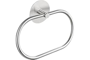 JXINLODGEG Towel Holder, Self Adhesive Towel Ring for Bathroom, SUS 304 Stainless Steel Hand Towel Rail Rack Wall Mounted Towel Hanger for Bathroom Organizer, Kitchen - Silvery