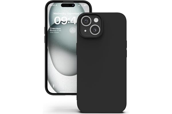 YATWIN Silicone Back Case for iPhone 15, Soft-Touch Phone Back Cover for Apple iPhone 15 - Black