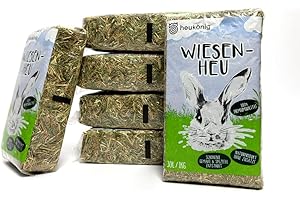 HEUKOENIG.DE Heukönig Premium Wiesenheu 6kg - Frisches, Natürliches Heu aus Deutschen Regionen - Spitzenqualität für Kleintiere & Nager - Handliche 1kg Päckchen - Duftendes Wiesenheu für eine optimale Ernährung
