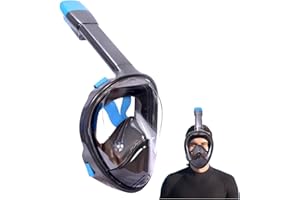 Wsobue Snorkel Mask,Full Face Diving Mask for Adults and Youth Action Camera Compatible Anti-Fog Easy Draining Snorkeling Set
