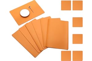 pigchcy Leather Durable Placemats and Coasters Set of 6 Waterproof Non-Slip 45x30cm Placemat Washable Wipeable Table Mats for Dining Room and Decor (Orange)