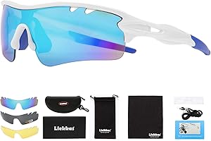 Liekkas Polarised Sports Sunglasses For Men Women with 3 Interchangeable Lenses for Running Cricket Mountain Bike Cycling Glasses