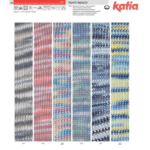 Katia Tahiti Beach – Farbe: Perla/Jeans/Beige/Rosa Palo (316) – 50 g / ca. 85 m Wolle - 3