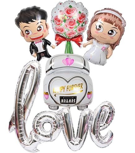 Set Palloncini Matrimonio Just Married – 17 Pezzi Con Striscione, Palloncini XL Per Sposi, Palloncini Mr & Mrs E A Cuore