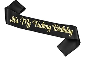 TEUENA Black With Gold Glitter ‘It’s My F***ing Birthday’ Sash, Birthday Sash for Wome and Men, Reusable Happy Birthday Etiquette Ribbon, Birthday Party Decorations