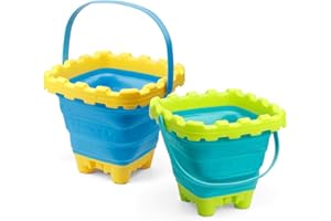 Dilabnda Lot de 2 seaux de plage pliables - Grand seau de serrure pliable avec poignée - Pour enfants, adultes, piscine, camping, boisson, équipement de pêche, jeu d'été