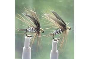 ‎AMZFISHING NEU AMZfishing® 2 Stück handgebundene Mücken Trockenfliege | Fliegenangeln Forelle | Mücke Forellenangeln | Mücke Fliege Forelle | Fliegenfischen | Trockenfliegen Forelle
