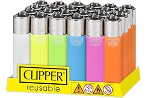 HIBRON Clipper Encendedores Recargables, Colores Surtidos, Paquete de 24, Diseño Clásico (24 mecheros, 24.0, Unidad)