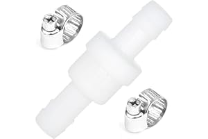 ANBOO Diametro 10 mm Inline valvola di ritegno con 2 fascette stringitubo, antiriflusso per lavatrici, asciugatrici, per acqua, aria liquida carburante, gas