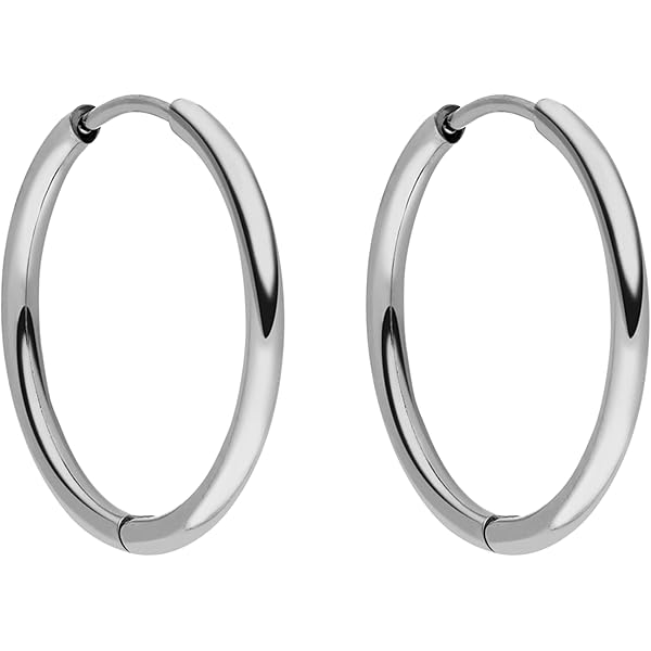 PURELEI Orecchini Glamorous A Cerchio In Acciaio Inossidabile - Impermeabili, Diametro 2,8 Cm - Gioielli Donna - 2