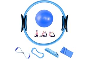 Aischens Pilates Ring Set - 6 Pièces, Anneau de Pilates, Ballon de Yoga, Bandes de Résistance, Kit Pilates pour Maison, Kits de Yoga et Pilates Accessoires, Cercle Magique de Fitness Femmes
