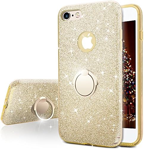 iPhone 6S Case, iPhone 6 Case, Miss Arts Girls Bling Glitter Sparkle Cute Phone Case With 360 Rotating Ring Stand, Soft TPU Outer Cover + Hard PC Inner Shell Skin for Apple iPhone 6S / 6 -Gold