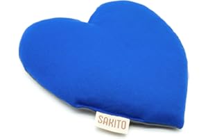 SAKITO Sacco termico con semi di grano e lavanda, a forma di cuore, 25 x 25 cm, colore: blu
