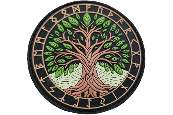 Patch militaire YGGDRASIL tactique en PVC 3D Arbre de vie - Fermeture auto-agrippante robuste - Badge Viking pour sac à dos Airsoft Survival Outdoor Crossfit personnalisable